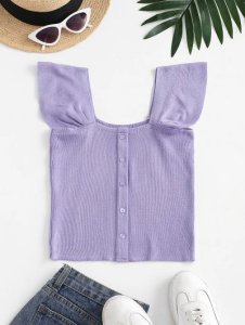 Square Neck Knitted Crop Tank Top