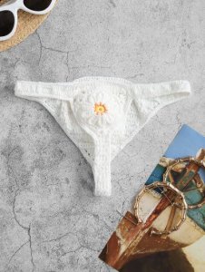 Tanga Flower Crochet Knit Bikini Bottom