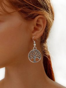 Zaful - Tree of life hook earrings