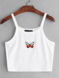 ZAFUL Butterfly Embroidered Crop Tank Top