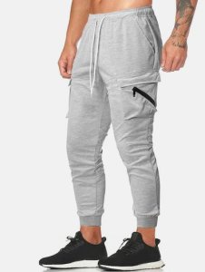 Zaful - Zip flap pockets drawstring leisure jogger pants