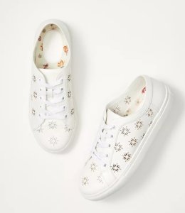 LOFT Perforated Floral Lace Up Sneakers