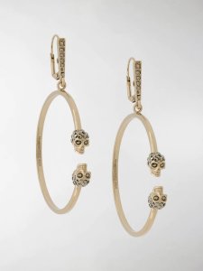 Alexander McQueen gold-tone crystal-embellished hoop earrings