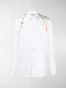 Alexander McQueen printed brace detail shirt