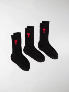 AMI three pack of logo detail socks