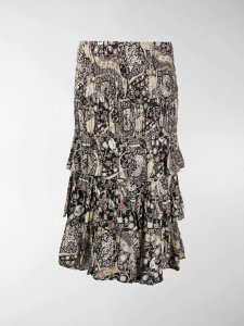 Isabel Marant Étoile abstract-print tiered skirt