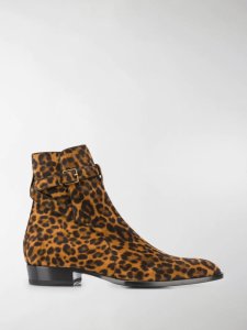 Saint Laurent Wyatt Jodhpur leopard boots