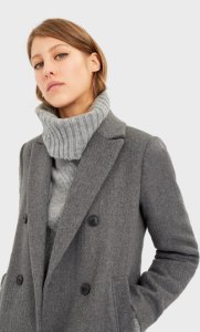 Basic Synthetic Wool Coat In Dark Grey