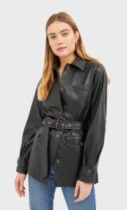 Faux Leather Jacket In Black