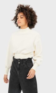 Fleece Sweatshirt With Waist Detail In Vanilla