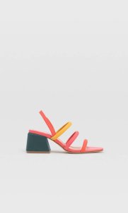 Multicoloured Strappy High-heel Sandals In Two-tone
