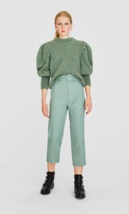 Rustic Straight-fit Trousers In Pastel Green