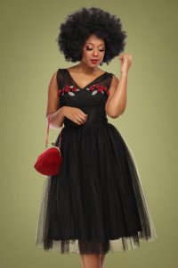 Collectif Clothing - 50s claudette occasion swing dress in black
