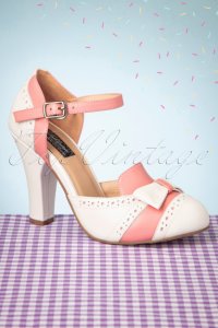 50s June Gelato Pumps in Off White and Pink