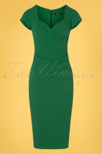 50s Violetta Pencil Dress in Emerald Green