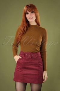 Louche - 60s amir cord mini skirt in burgundy