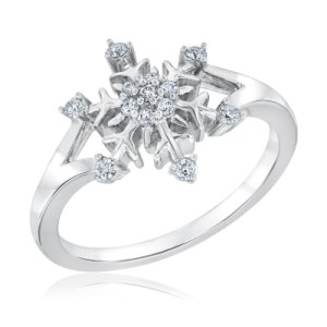 0.25ct Diamond 925 Disney Frozen Snowflake Engagement Gift Ring Free Shipping