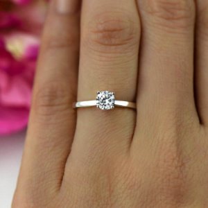 0.50 Ct Round Cut Diamond 14k White Gold Over 925 Silver Solitaire Wedding Ring