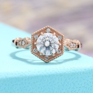 Pretty Jewellery - 0.65 carat round cut diamond 10k rose gold over new style engagement ring