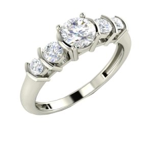 0.65Ct White Gold Finish Simulated Diamond Five Stone Engagement Ring