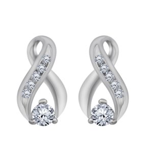 1.10 Carat Round Cut Diamond 14K White Gold Finish Infinity Style Stud Earrings