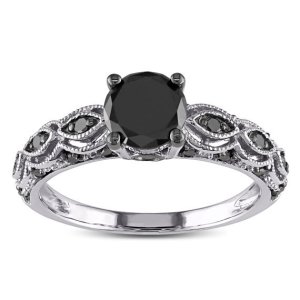 1.25Ct Round Cut Black Sim. Diamond 14K White Gold Finsh For Womens Wedding Ring