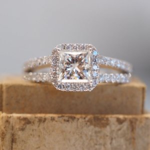 1.25Ctw Princess D/VVS1 Diamond 14K White Gold Over Engagement Ring