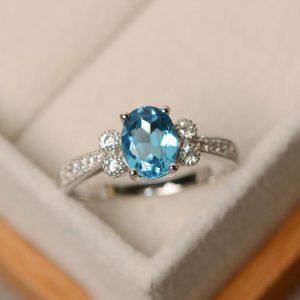 Pretty Jewellery - 1.58 ct oval aquamarine & diamond anniversary ring 14k real white gold