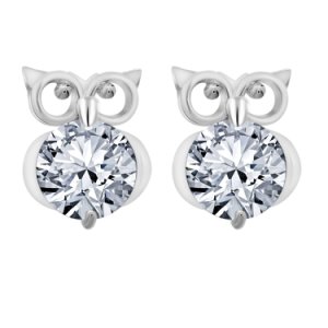 Pretty Jewellery - 1 carat round diamond new screw back owl style stud earrings 18k white gold over