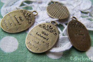 10 pcs of Antique Bronze Oval Well Behaved Women Rarely Make History Charms  16x