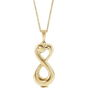 10K Yellow or White Gold Infinity Love Ash Holder Necklace