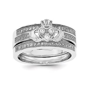 14k White Gold Finish Round Cut Sim Diamond Solitaire With Accents Women's Ring