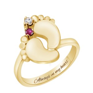 14k Yellow Gold Finish 0.40 Ct Ruby & Diamond 925 Silver Engraved Baby Foot Ring
