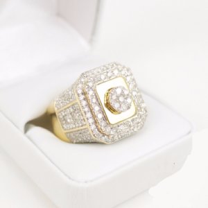 14k Yellow Gold Finish Round Cut Sim Diamond Man's Engagement/Wedding Ring