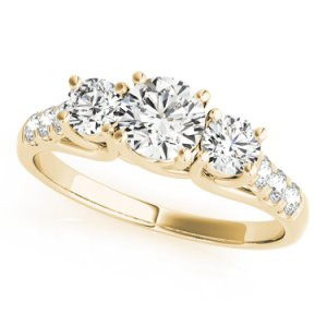 14k Yellow Gold Three-Stone Engagement Ring 0.50 carat, I-J Color, I2-I3 Clarity
