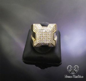 Vorra Fashion - 18k yellow gold round cut 2 ct diamond men's wedding band engagement pinky ring