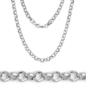 2.1mm 925 Sterling Silver w/ Rhodium Open Rolo Cable Link Chain Italian Necklace