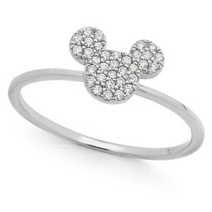 2/6 cttw Diamond Disney Mickey Mouse Icon Cluster Wedding Gift Ring 18k Gold Fn