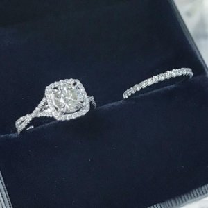 2.65 Ct Round Cut Diamond 14k Solid White Gold Bridal Wedding Ring Set