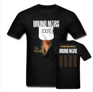 2017 BLACK T-SHIRT NEW BRUNO MARS 24K MAGIC TOUR DATES SIZE S-3XL! NEW ARRIVAL!