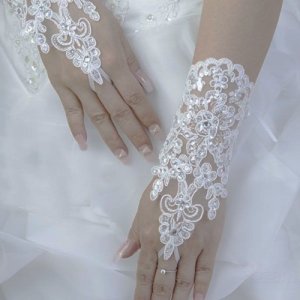 2017 Hot Ivory/White Wedding Fingerless Lace Bridal Gloves With lace up