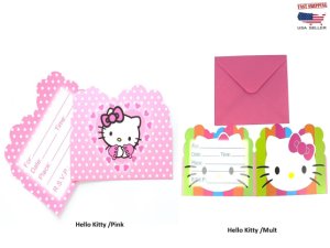 20pc Hello Kitty Theme Kid's Invitation Card ,party invitation,Celebrate birthda