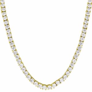 29.00 CT Diamond Men's Ladies 1 Row Tennis Necklace In 10k Solid Yellow Gold 18