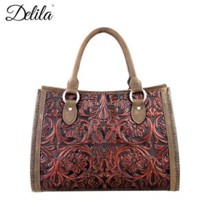 4 Clrs- Montana West Delila Tooling 100% Leather Satchel LEA-6016