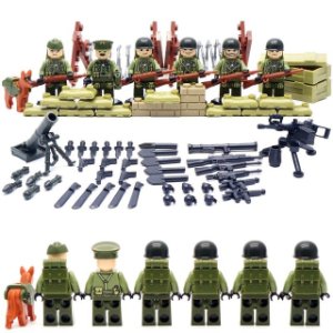 6 pcs US Army World War 2 Military Soldier SWAT Marine Corps Weapon Gun Fit Lego