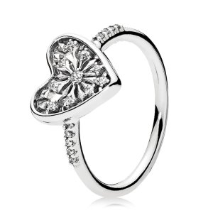 925 Sterling Silver Heart of Winter with Clear Cz Ring  QJCB1387