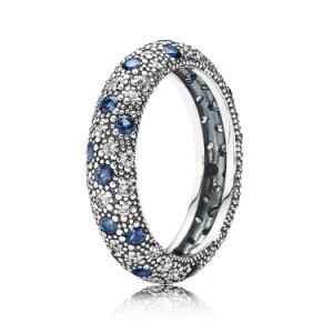 925 Sterling Silver Midnight Blue Cosmic Stars Ring For Women QJCB758