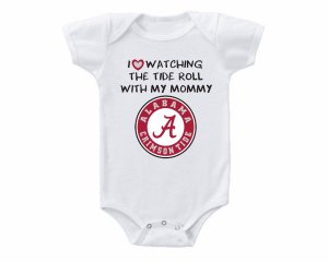 Alabama Crimson Tide Love Watching With Mommy Baby Onesie or Tee