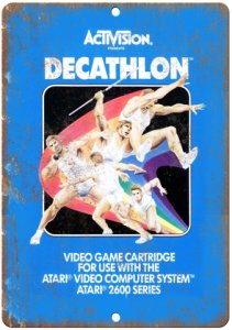 Atari 2600 Activision Decathlon Video Game 10 x 7 Retro Look Metal Sign