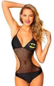Batgirl Bat Mesh Triangle Monokini 1 Piece Dc Comics Batman Logo Bathing Suit